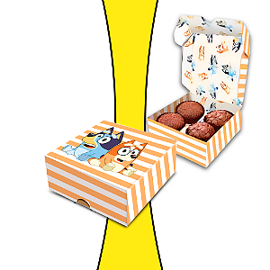6 Decoração caixa para 4 doces Festa Bluey Aniversário