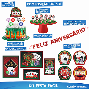 Kit Festa Decoração Cassino Festa Aniversário 40 Itens