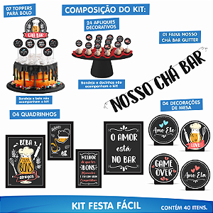 Kit Festa Decoração Chá Bar Festa Aniversário 40 Itens