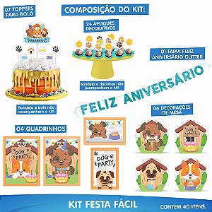 Kit Festa Decoração Cachorro Festa Aniversário Dog 40 Itens