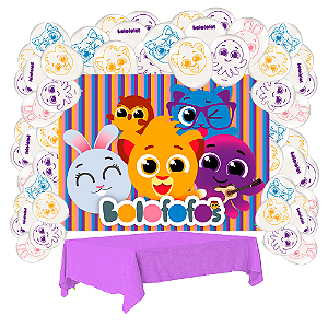 Kit Festa Bolofofos Aniversár Toalha Roxa +25 Balões +painel
