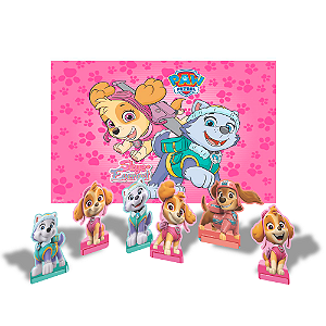kit festa Patrulha Canina Rosa Decoração Skye e Everest Aniv