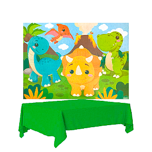 Kit festa Dino Baby Decoração Aniversário Painel + Toalha