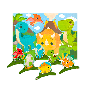 Kit festa Dino Baby Decoração Aniversário Painel + Display