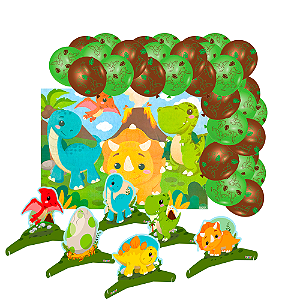 Kit Festa Dino Baby Decoração Anive Painel +Displays +Balões