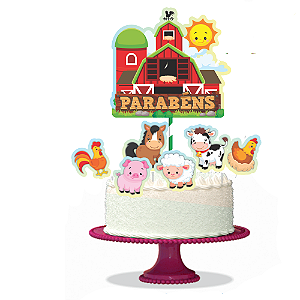 Topo de bolo Decoração Fazendinha kit 7 pçs Festa Aniversári