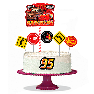 Topo de bolo Decoração Carros  kit 7 peças Festa Aniversário