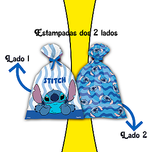 8 Sacolas Lembrancinhas Decoração Stitch Festa Completa 14x24,5cm