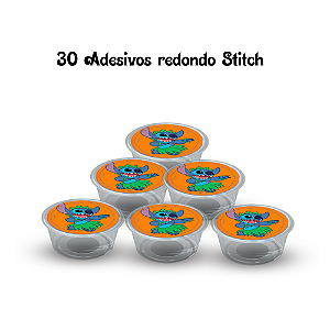 30 Adesivos redondos Festa Stitch Decoração Aniverário 5x5cm