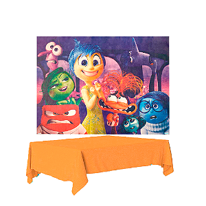Kit festa Divertidamente Decoração Painel + Toalha Laranja