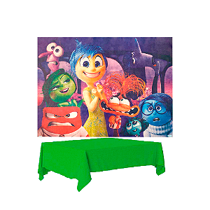 Kit festa Divertidamente Decoração Painel TNT + Toalha Verde