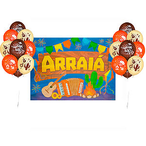 Kit festa Julina Decoraçao Junina Arraia Painel TNT + Balão