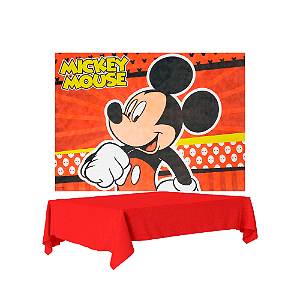 Kit festa Mickey Decoração Aniversáraio Painel + Toalha 2,74