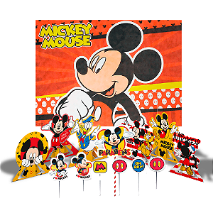 Kit festa Mickey Decoração Ani Painel +Display +Topo de bolo