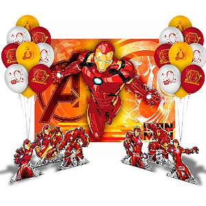 Kit festa Homem de ferro Decoração Painel + Display + Balão