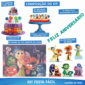 Kit festa Divertidamente 39pçs Decoração aniversário em EVA