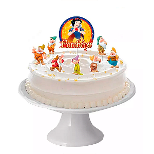 Topo de bolo 8pçs Decoração Branca de Neve Festa Aniversário