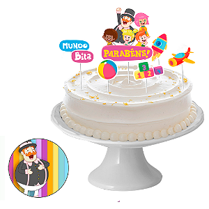 Topo de bolo 6pçs Decoração Mundo bita Festa Aniversário