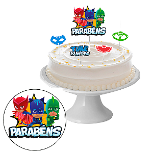 Topo de bolo 5pçs Decoração Pj MAsks Festa Aniversário