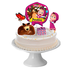Topo de bolo 5pçs Decoração Masha e o Urso Festa Aniversário