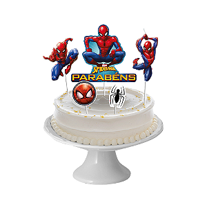 Topo de bolo 5pçs Decoração Homem Aranha Festa Aniversário
