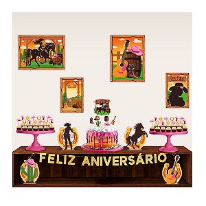 Kit feta Boiadeira Decoração aniversário completo EVA 40pçs