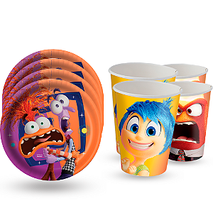 Kit festa Divertidamente Decoração Completa 8 Pratos+8 Copos