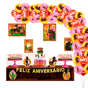 Kit feta Boiadeira Decoração aniversário completo + 25 Balão