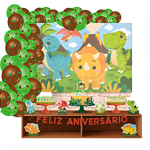 Kit Festa completo Decoração DINO BABY Festa + 25 Balão Aniv