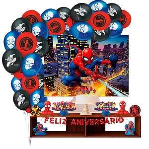 Kit festa Homem Aranha Decoração aniversário EVA + 25 Balão