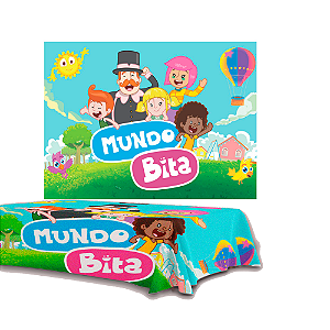 Kit festa Mundo Bita Decoração Aniversário Toalha+Painel TNT