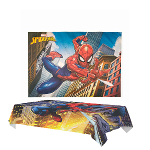 Kit festa Homem Aranha Decoração Completa Painel +Toalha TNT