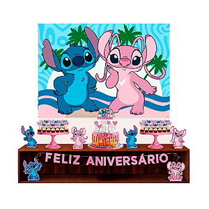 Kit Festa Stitch Rosa Decoração Aniversário em EVA completo