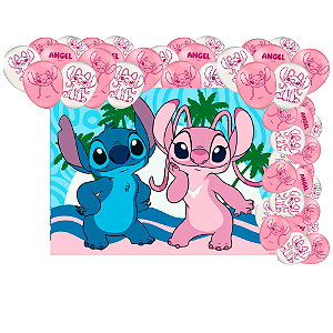 Kit festa Stitch Decoração Completa Painel TNT + 25 Balão
