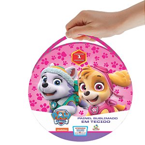 Painel Sublimado Tecido Festa Patrulha Rosa Skye Everes 1,5m