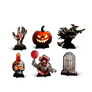 6 Display de mesa Decoração Halloween festa completa 19cm