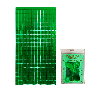 Cortina decoração Metalizada quadrado Verde painel festa 2x1