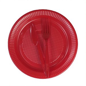 Kit descartáveis Para churrasco Festa eventos Vermelho 30pçs