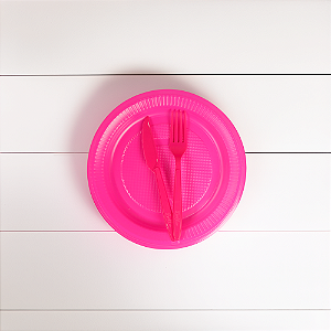 Kit descartáveis Para churrasco Festa e Rosa pink 30pçs