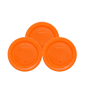 10 Pratos Descartáveis Festa Aniversário laranja 15cm
