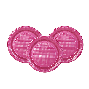 10 Pratos Descartáveis Festa Aniversár Fucsia Perolado 15cm