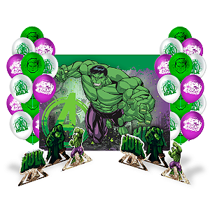 Kit festa hulk Decoração Aniversário Painel+ Balão+ Display