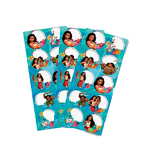 10 Adesivos Redondo Festa Moana 2 Decoração Aniversário 5cm