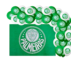 Kit festa Palmeiras Decoração anive Painel 1,40m + 20 Balão