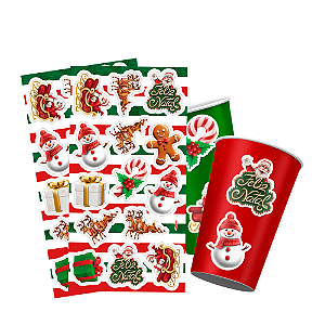 14 Adesivos Festa Natal Decoração Completa 8x5cm