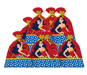 8 Sacolas Lembrancinhas Mulher Maravilha Kids decoração aniv
