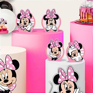 4 Decoração Minnie Rosa Festa Aniversário completo 28x21cm