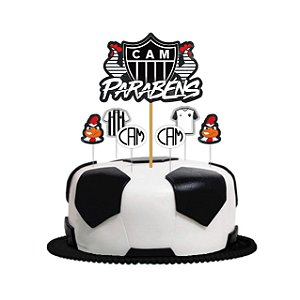 Topo de bolo Festa Atlético Mineiro Decoração aniversár 7pçs