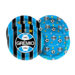 8 Pratos Redondo Festa Gremio Decoração Aniversário 18cm