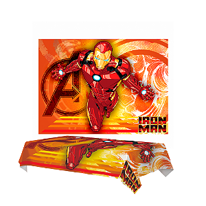 Kit festa Homem de Ferro Decoração Aniversário Toalha+Painel